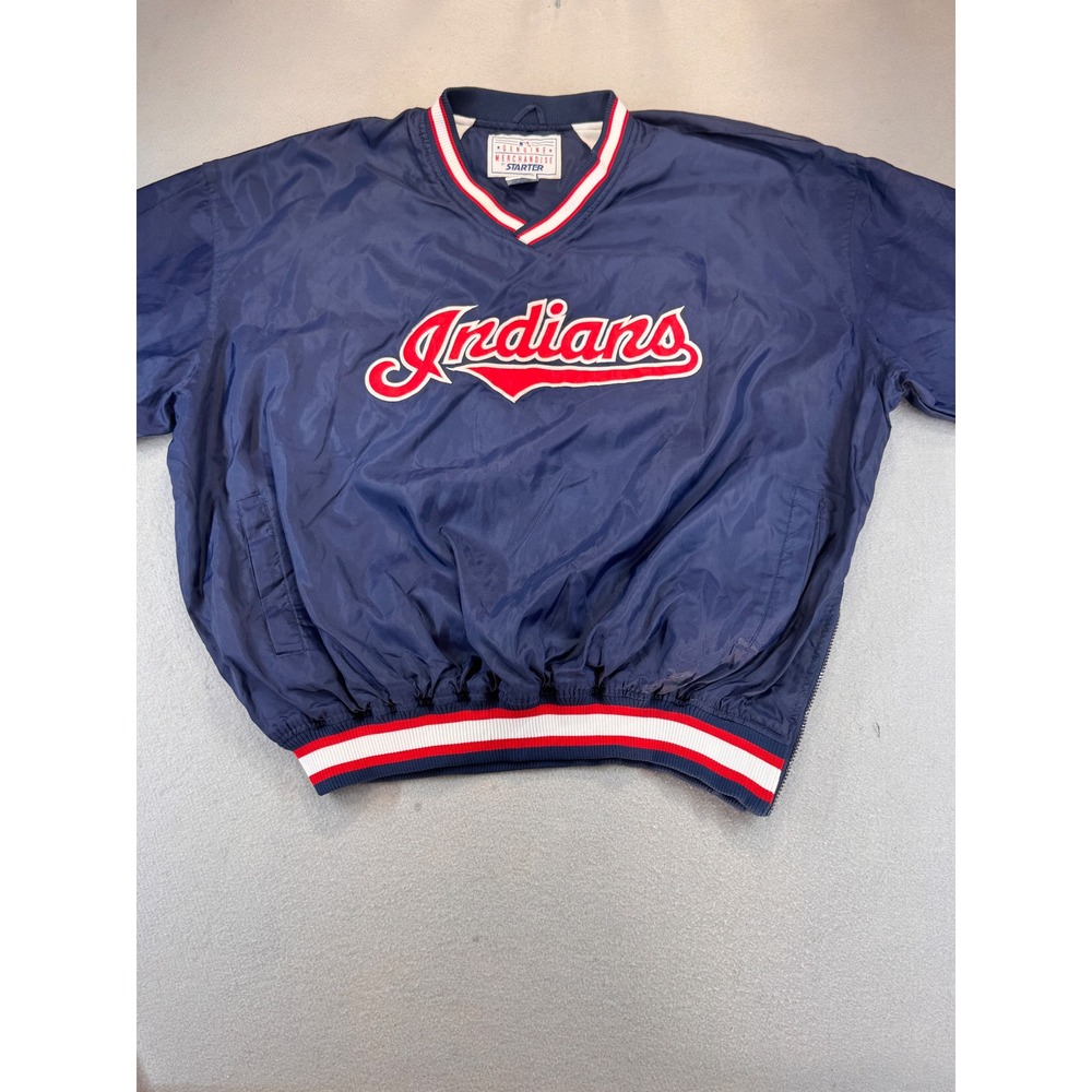Vintage Starter Cleveland Indians MLB Windbreaker Pullover Navy XXL S96 E168ST